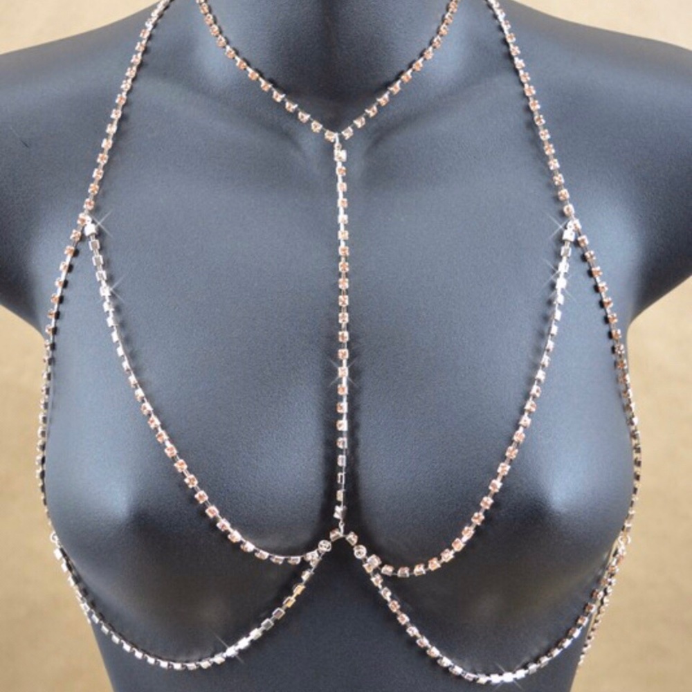 Rose Gold Rhinestone Bra